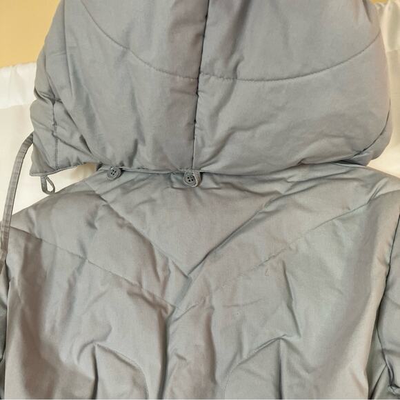 Saxton Hall | Vintage Down Feather Women's Light Gray Hooded Puffy Coat M Petite - Picture 10 of 10
